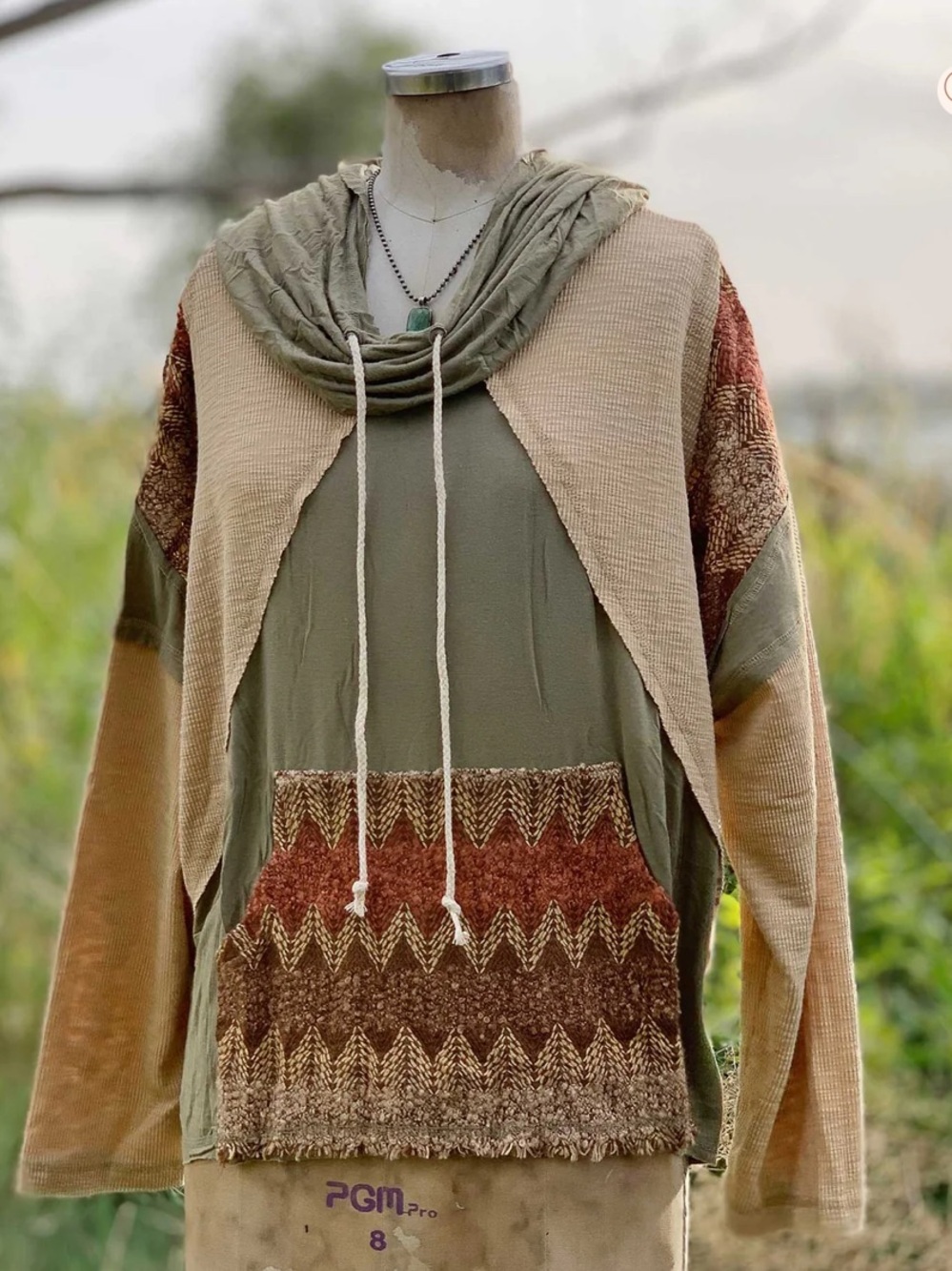 Pol Spiritual Boho Chic Knit Top. Brown Bohemian Relaxed Loose Fit Sweater.